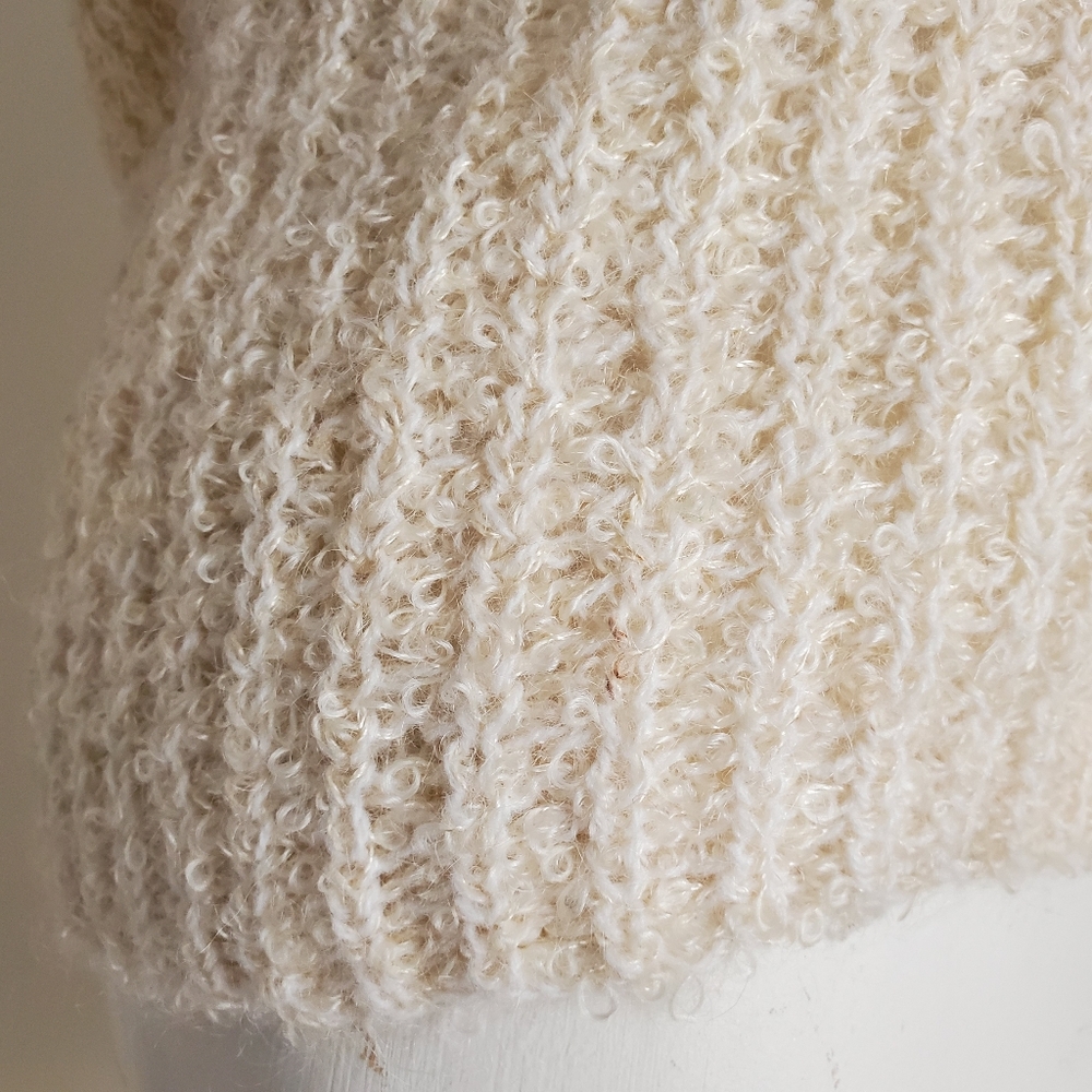50s 60s Vintage Cream White Knit Cardigan Sweater - Picture 7 of 7